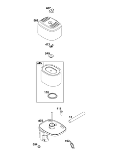 Air Cleaner Group Diagram and Parts List for 25T237-0036-H5 200000 - 399999 Briggs and Stratton Engine